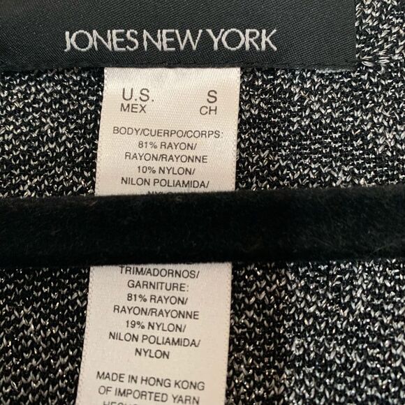 Jones New York black/silver grey, long cardigan, worn inside once, great shape,S - Picture 2 of 13